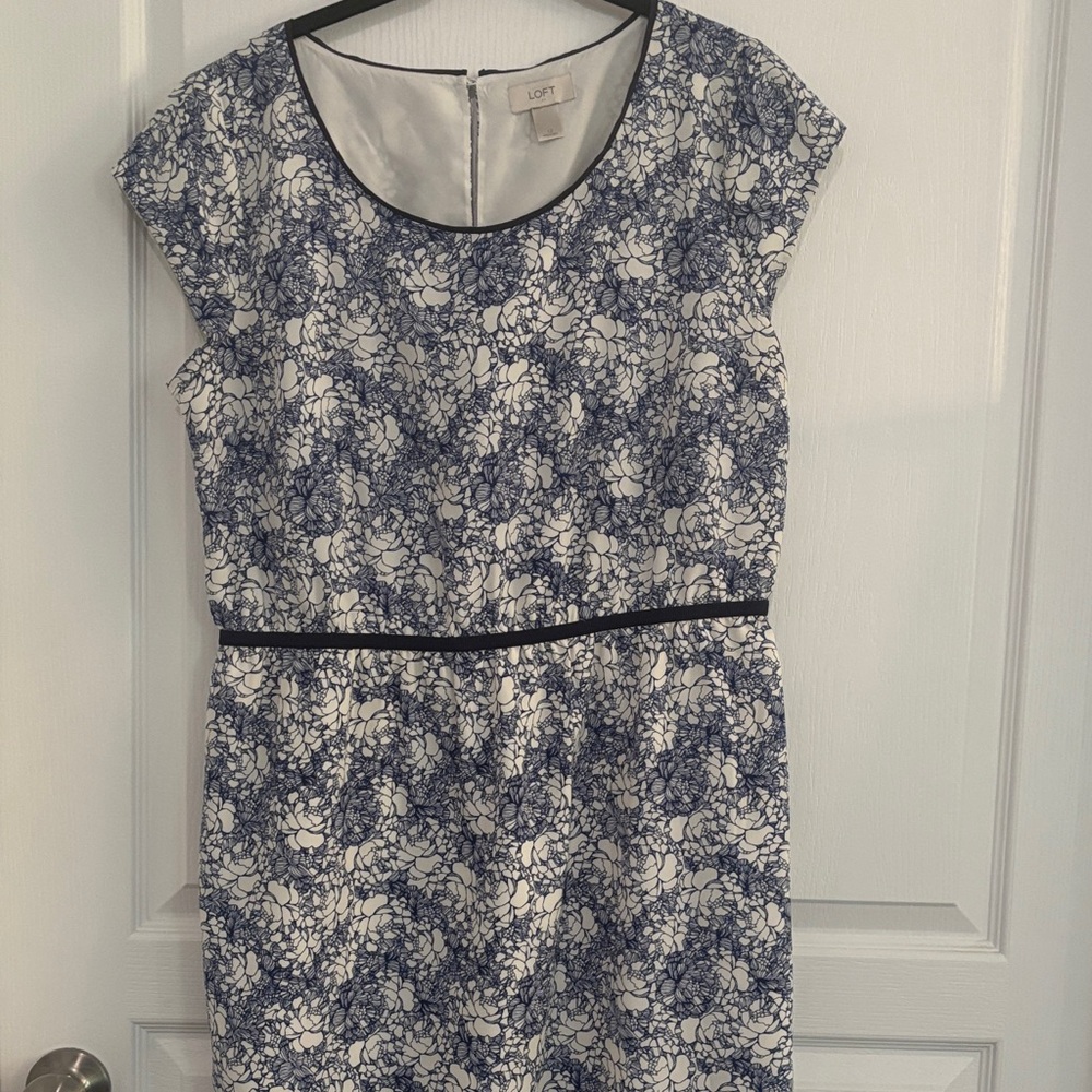 LOFT Navy and White Floral Mini Dress